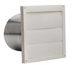 Broan-Nutone 646 Wall Cap, White Plastic Louvered, 6" Round Duct.