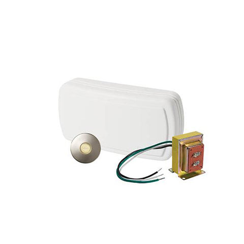 Broan-Nutone BK131LSN Chime, 1 lighted stucco pushbutton in satin nickel, 1 std. transformer.