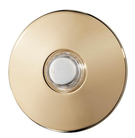 Broan-Nutone PB41BGL Door Chime Pushbutton, polished brass stucco — unlighted